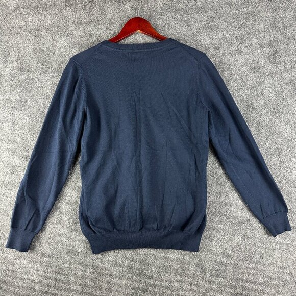 Cutter & Buck Sweater Womens Large V Neck Pullover Blue Supima Cotton Ribbed Hem - Picture 7 of 8